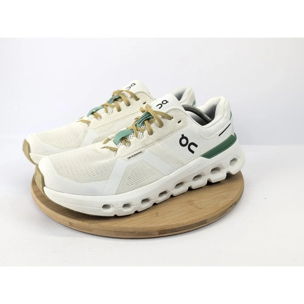 On Cloud Cloudrunner 2 Mens 12.5 M White Green Running Shoes Athletic Sneakers
